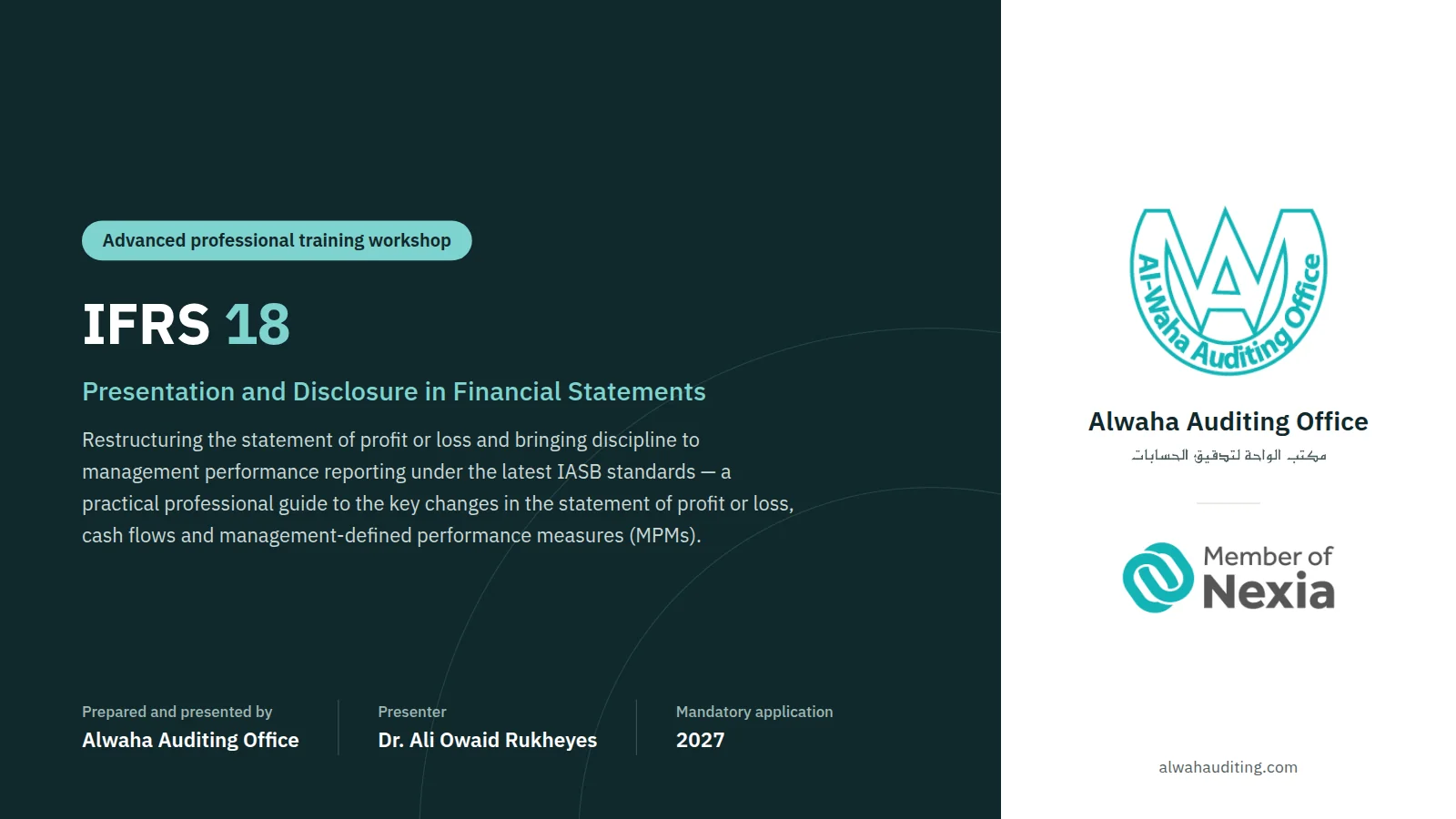 Slide 1: IFRS 18: Presentation and Disclosure in Financial Statements